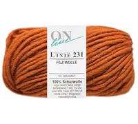 50 Gramm ONline Linie 231 Filzwolle Uni aus 100% Schurwolle (0055 Dunkelorange)