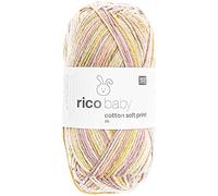 50 Gramm Rico Baby Cotton Soft Print Dk, Farbe 30 Rose-Oliv, Baumwollmischgarn Für Babymode