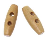 50 Holzknöpfe, Knebelknöpfe Oval 15x 7mm hellbraun braun- 2 Löcher Knebelverschluss Knöpfe aus Holz zum aufnähen annähen - Bastelknöpfe Mantelknöpfe