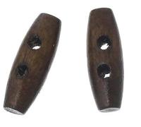 50 Holzknöpfe, Knebelknöpfe Oval 20 x 7mm dunkelbraun braun - 2 Löcher Knebelverschluss Knöpfe aus Holz zum aufnähen annähen - Bastelknöpfe Mantelknöpfe