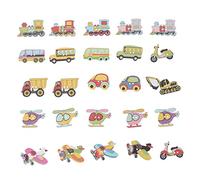 50 Holzknöpfe mit Cartoon-Motiven für Auto, LKW, Flugzeug, Boot, Knöpfe mit Löchern, zum Basteln, Nähen, Karten, Scrapbooking, verschiedene Farben, plastik, bunt, 50pcs