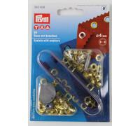 Prym Ösen mit Scheiben (4 mm/ goldfarbig/ 50 St./ inkl. Werkzeug)