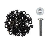 50 Ösen mit Scheiben & Werkzeug - 4/5/8/11/14 mm - rostfrei - silber, schwarz, gold - Ösen Set für Leder, Stoff, Planen, Vorhänge - DIY Zubehör für Handwerk, Basteln & Reparaturen (schwarz 4mm)