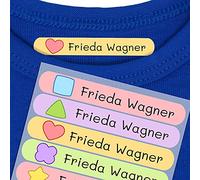 50 Personalisierte Bügeletiketten für Kleidung mit Namen - Waschfest