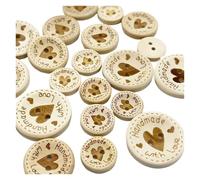 50 Stück 15 mm/20 mm/25 mm Herz Holzknöpfe Nähen Scrapbooking Handarbeit Home Kleidung Dekor Holz dekorativ handgefertigt(Mix Size)