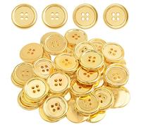 50 Stück 25 mm vergoldete runde Knöpfe mit 4 Löchern Kunststoff Nähknöpfe handgefertigte Ornamentknöpfe Bulk für DIY Nähen Handwerk handgefertigte Reparatur Kleidung Mäntel