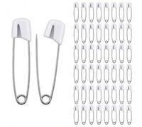 50 Stück 55mm für Babys, Safety Pins, Baby Sicherheitsnadeln Groß mit Sicheren Kunststoffverschluss, Sicherheitsnadeln Baby für Windeln, Kleidung Kreative Bastelprojekte (Weiß)