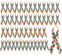 50 Stück Anstecknadeln für Autismus-Bewusstsein, 3,6 x 7,6 cm, weiche Satinbänder, Anstecknadeln mit Sicherheitsnadeln - zeigen Sie Ihre Fürsorge am Welttag des Autismus-Bewusstseins und erhöhen Sie