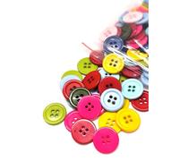 50 Stück bunte Harzknöpfe 18mm 2-Loch rund im Mix - Knöpfe Kinderknöpfe Knopf aus Harz 2-Loch-Knöpfe Bastelknöpfe zum basteln annähen Nähen an Kinderkleidung