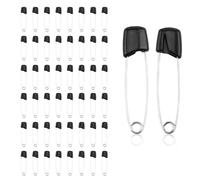 50 Stück Extragroß Baby Sicherheitsnadeln Groß 55mm, Sicherheitsnadeln Safety Pins mit Verschluss, Sicherheitsnadel Edelstahl mit Kunststoffverschluss Safety Pins für Windeln Kleidung Röcke, Schwarz