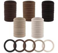 50 Stück Haargummi Damen, Haargummi Braun, 4CM Breite Elastische Haargummis Dick, Invisibobble Haar-gummi mit 5 Farben, für Girls Frauen Dickes Lockiges Glattes Haar