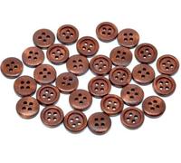 50 Stück Holzknöpfe 15mm 4-Loch rund kaffeebraun braun Knöpfe basteln