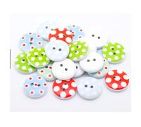 50 Stück Holzknöpfe 15mm rund Punkte Muster Lochgröße 2mm bunte Knöpfe aus Holz für Kinderkleidung annähen aufnähen basteln Scrapbooking Jackenknöpfe DIY
