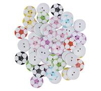 50 Stück Holzknöpfe, 20 mm, bunte Holzknöpfe mit 2 Löchern, Fußball-Design, dekorative Knöpfe für Heimwerker, Nähen, Basteln, Kleidung, Zubehör, Nähknöpfe, Dekoration