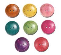 50 Stück Holzknöpfe 30mm 2-Loch rund bunter Mix mit Streifen am Rand farbige Knöpfe aus Holz für Kinderkleidung annähen aufnähen basteln scrapbooking Jackenknöpfe Zweilochknöpfe