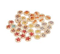 50 Stück Holzknöpfe, Knöpfe in Form von Meerestieren, Holznähknöpfe mit 2 Löchern zum Nähen, Basteln, Sammelalbum, 25 mm