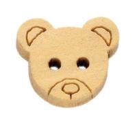 50 Stück Holzknöpfe Knöpfe mit Motiv Bär Teddy Form 13x11mm hellbraun natur