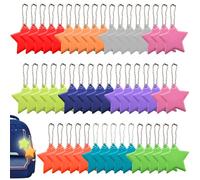 50 Stück Kinder Reflektor Anhänger: Stern Sicherheits Kinder Reflektoren Anhänger, Wasserdicht Stern Reflektierend Anhänger, Kinder Reflektor Anhänger für Schultasche Kleidung Rucksack Gehen Laufen