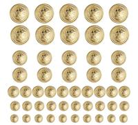 50 Stück Knöpfe Gold, Metall Blazer Dekorative Blazer Vintage Antike Goldene Runder Nähender Knop Blazer Knöpfe 5 Größen 25mm 20mm 18mm 15mm 12.5mm für Anzüge, Uniform und Jacke