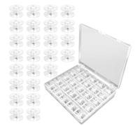 50 Stück Spulen Nähmaschine Kunststoff, Nähmaschinen Spulen mit Spulenbox, Nähmaschine Unterfadenspulen mit Transparent Spulenbox, Nähmaschinenspulen, 2cm x 0.6cm x 1.1cm (Transparente Farbe)