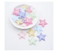 50 Stücke 25mm Bling Leder Stern Applikation for DIY Mädchen Kopfbedeckung Haarspangen Dekor Zubehör Kleidung Hut Nähen Patches(Multicolor)