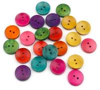 50 wunderschöne Holzknöpfe, 20mm, 2-Lochknöpfe in 6 verschiedenen Farben im zufälligen Mix zum nähen annähen Bastelknöpfe Jackenknöpfe Zweilochknöpfe aus Holz