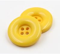 50 wundervolle Acrylknöpfe Kunststoffknöpfe 23mm in 10 versch. Farben im zufälligen Mix runde Knöpfe Vierlochknöpfe zum nähen basteln (Gelb)