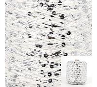 500 g/Stränge Baumwoll-Paillettengarn, 6 mm + 3 mm, Pailletten, Handstrickgarn, Faden, luxuriös, glitzernd, weiches Seil, DIY-Material