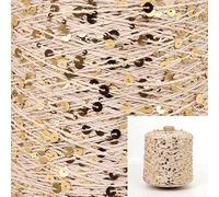 500 g/Stränge Baumwoll-Paillettengarn, 6 mm + 3 mm, Pailletten, Handstrickgarn, Faden, luxuriös, glitzernd, weiches Seil, DIY-Material