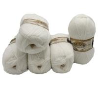 500 Gramm Ilkadim Export Strickwolle Angora gold mit 20% Wolle, 5 x 100 Gramm Strickgarn einfarbig (weiss 55)