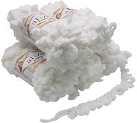 500 Gramm Puffy Schlaufenwolle Ilkadim Export, 5 x 100 Gramm Fingerstrick - Wolle super bulky, Schlaufenwolle, Strickwolle, Stricken ohne Nadel (55 weiss)