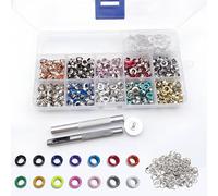 500 Sets Ösen Set, 5 mm Ösenzange Metallösen, Grommet Werkzeug Kit, Ösen mit Scheiben, 10 Farben Metallösen Ösen Kit mit 3 Tüllen Einstellwerkzeug für Schuhe, Kleidung, Tasche, Leinwand - Stil C