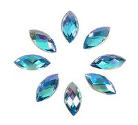 500 Stück, Crystal Acryl Flatback, Auge Form Glänzend Oval Phantasie Sewing Perlen 7 × 15 mm für Schmuck Hochzeit Kleid Telefon DIY Handwerk Dekorationen(Hellblau)