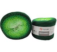500g Ilkadim Export Rosegarden, 500 Gramm Bobbel Wolle Farbverlauf, 100% Baumwolle, Bobble Strickwolle Mehrfarbig (weiss grün 319)