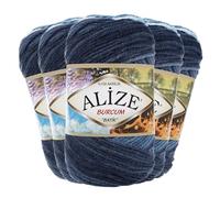 500g Strick-Garn ALIZE BURCUM Batik Strick-Wolle Handstrickgarn, Farbe wählbar, Farbe:1899 Blautöne