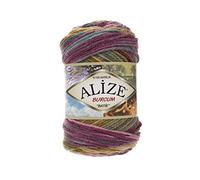 500g Strick-Garn ALIZE BURCUM Batik Strick-Wolle Handstrickgarn, Farbe wählbar, Farbe:4341 - lila-blau-grün