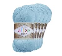 500g Strickgarn ALIZE DIVA - Häkelgarn Wolle Sommer Stricken Häkeln, Farbe:346 sky blue