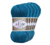 500g Strickgarn ALIZE DIVA - Häkelgarn Wolle Sommer Stricken Häkeln, Farbe:646 petrol