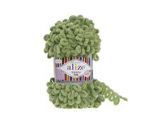 500g Strickgarn ALIZE Puffy Fine Uni, stricken ohne Nadeln auch für Anfänger geeignet, Farbe:485 grün