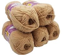 500g Strickwolle Ilkadim Export Cotton gold einfarbig, 5 x 100g Strickgarn mit 55% Baumwolle, uni (beige 262)