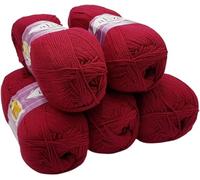 500g Strickwolle Ilkadim Export Cotton gold einfarbig, 5 x 100g Strickgarn mit 55% Baumwolle, uni (bordeaux 390)
