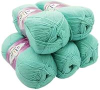 500g Strickwolle Ilkadim Export Cotton gold einfarbig, 5 x 100g Strickgarn mit 55% Baumwolle, uni (mint 15)