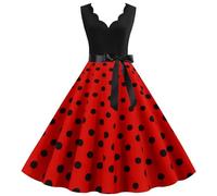 50er Jahre Kostüm Damen,Rockabilly Kleider Damen 50er 60er Jahre Kurzarm Polka Dots Coctailkleid Vintage Swing Fashion Kleider Hochzeit Festlich Knielang Kleid Tunika Partykleid Ballkleid Faltenrock