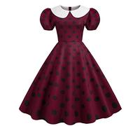 50er Jahre Outfit Damen,Rockabilly Kleider Damen 50er 60er Jahre Kurzarm Polka Dots Coctailkleid Vintage Swing Fashion Kleider Hochzeit Festlich Knielang Kleid Tunika Partykleid Ballkleid Faltenrock
