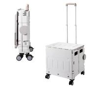 50L Schnell Faltbarer Einkaufstrolley mit Deckel, 4 x 360° Rollen, Hartschale, Verstellbarer Teleskopgriff, Ziehwagen für Einkauf, Markt & Camping, Stabil, Leicht, Montagefrei - Grau