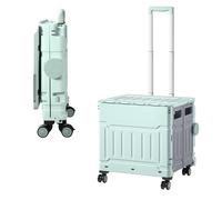 50L Schnell Faltbarer Einkaufstrolley mit Deckel, 4 x 360° Rollen, Hartschale, Verstellbarer Teleskopgriff, Ziehwagen für Einkauf, Markt & Camping, Stabil, Leicht, Montagefrei - Grün