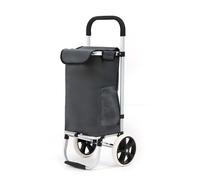 50Liter Aluminium Trolley Einkaufstrolley Klappbar, Shopping Trolley, Wasserabweisender Einkaufswagen Faltbar, Einkaufstasche mit 2 Rädern, Einkaufskorb mit Rollen, Groß - Grau