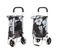 50Liter Aluminium Trolley Einkaufstrolley Klappbar, Shopping Trolley, Wasserabweisender Einkaufswagen Faltbar, Einkaufstasche mit 2 Rädern, Einkaufskorb mit Rollen, Groß - Blumen