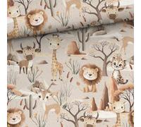 50x150cm Tiere Baumwollstoff für Kinder - Kinderstoffe aus 100% Baumwolle - Stoffe für Kinder & Baby - Kinderstoffe zum Nähen - 0,5m Premium Baumwollstoff - keine Meterware - Safari Boy