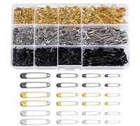 540 Stück Sicherheitsnadeln Sortiert, 3 Größen, Gold Silber Schwarz | Kleidung Sicherheitsnadeln klein mittelgroß für Kunsthandwerk Nähen Kleidung Kunst, ,19 mm, 22 mm, 28 mm, 38 mm